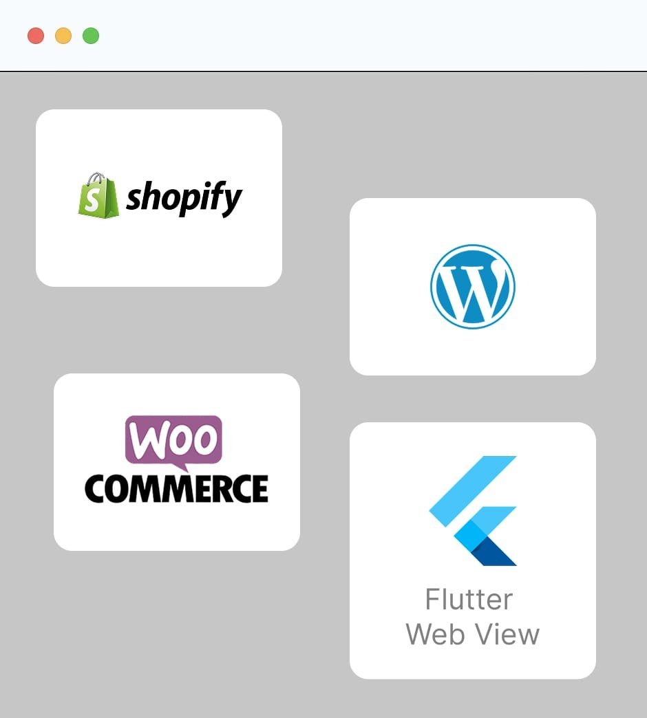 Shopify, WordPress, WooCommerce and Flutter WebView