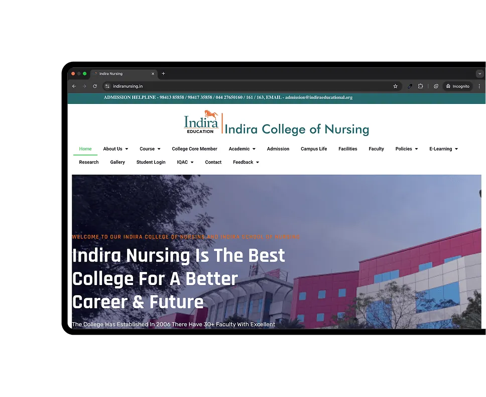 Indira College of Nursing website