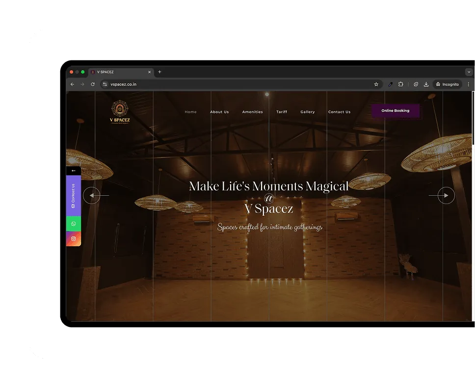 V Spacez website